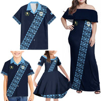 Custom Guatemala Football Family Matching Off Shoulder Maxi Dress and Hawaiian Shirt Vamos Los Chapines