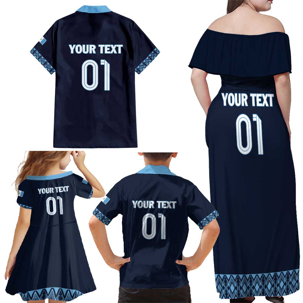 Custom Guatemala Football Family Matching Off Shoulder Maxi Dress and Hawaiian Shirt Vamos Los Chapines