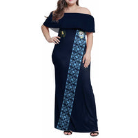 Custom Guatemala Football Family Matching Off Shoulder Maxi Dress and Hawaiian Shirt Vamos Los Chapines