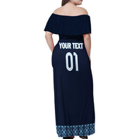 Custom Guatemala Football Family Matching Off Shoulder Maxi Dress and Hawaiian Shirt Vamos Los Chapines