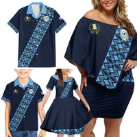 Custom Guatemala Football Family Matching Off Shoulder Short Dress and Hawaiian Shirt Vamos Los Chapines
