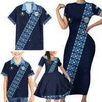 Custom Guatemala Football Family Matching Short Sleeve Bodycon Dress and Hawaiian Shirt Vamos Los Chapines
