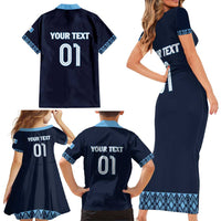 Custom Guatemala Football Family Matching Short Sleeve Bodycon Dress and Hawaiian Shirt Vamos Los Chapines