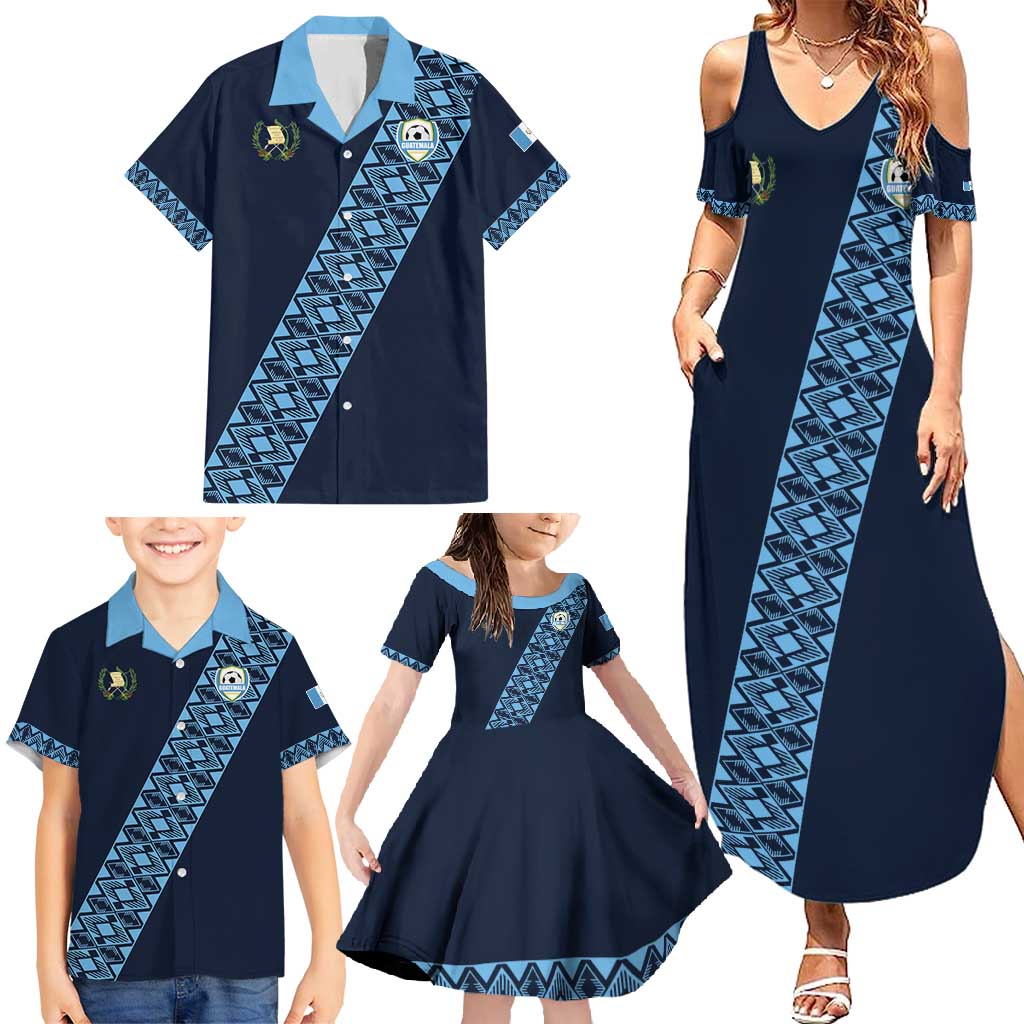 Custom Guatemala Football Family Matching Summer Maxi Dress and Hawaiian Shirt Vamos Los Chapines