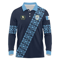 Custom Guatemala Football Long Sleeve Polo Shirt Vamos Los Chapines