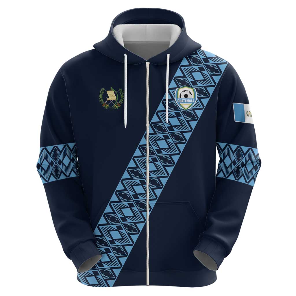 Custom Guatemala Football Zip Hoodie Vamos Los Chapines