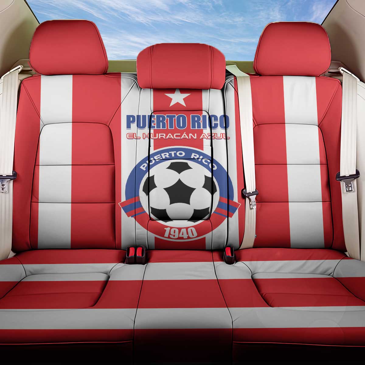 Puerto Rico Football Back Car Seat Cover Go The Blue Hurricane