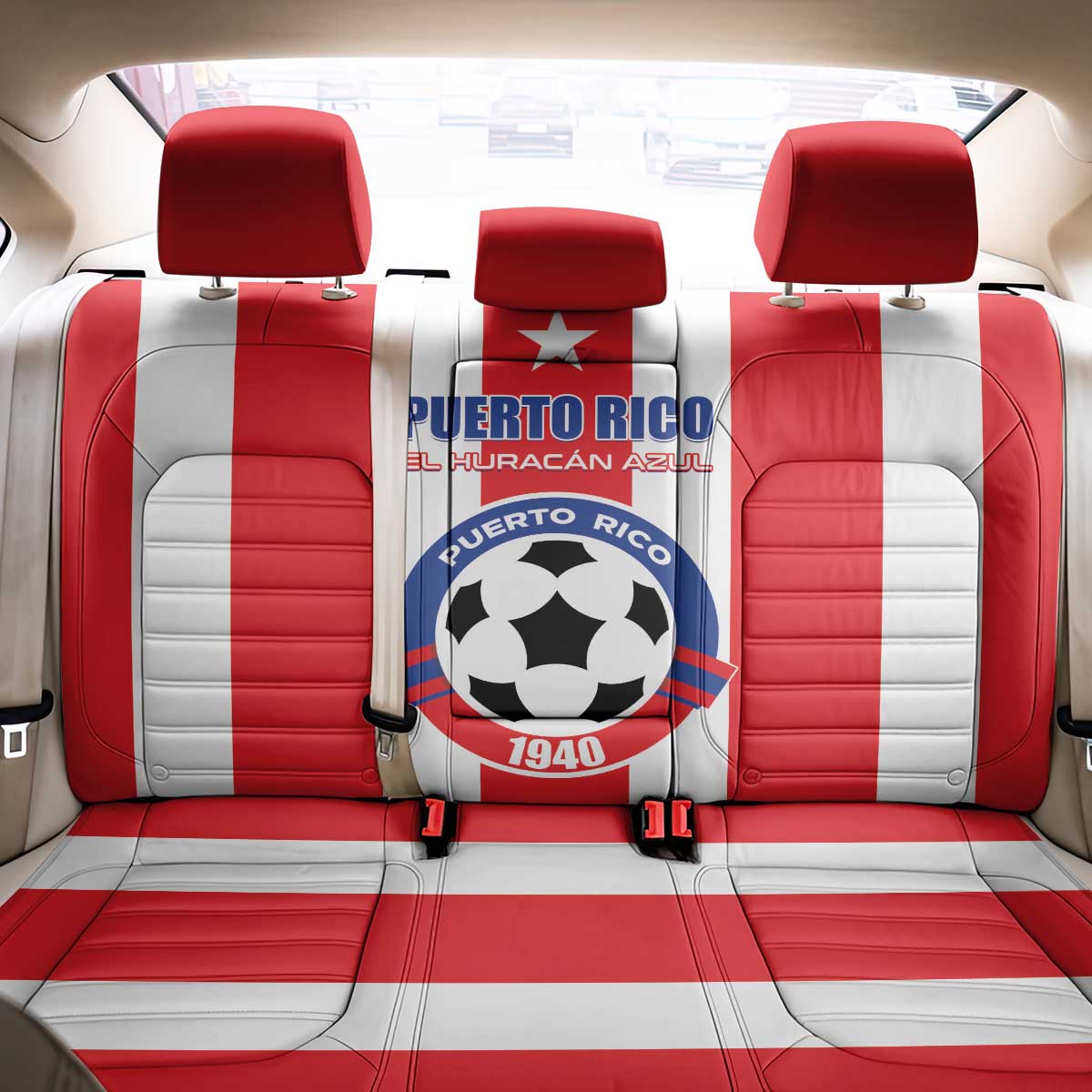 Puerto Rico Football Back Car Seat Cover Go The Blue Hurricane