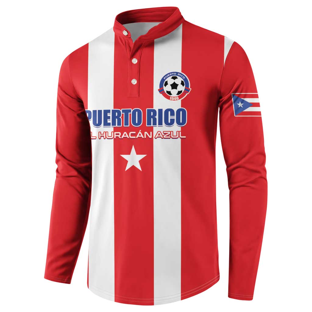 Custom Puerto Rico Football Button Sweatshirt Go The Blue Hurricane