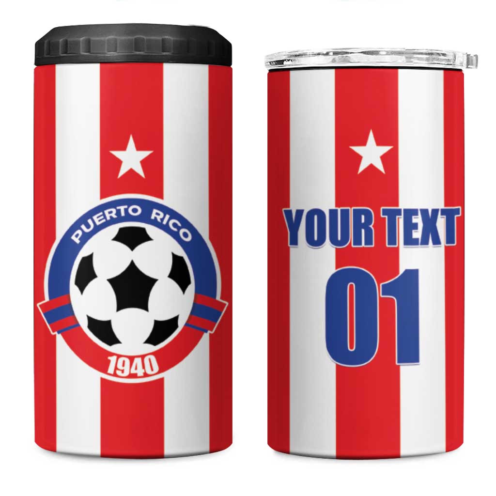 Custom Puerto Rico Football 4 in 1 Can Cooler Tumbler Go The Blue Hurricane