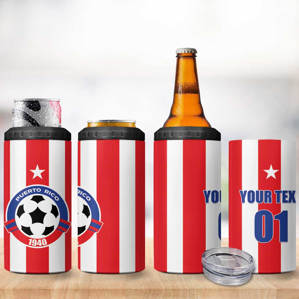 Custom Puerto Rico Football 4 in 1 Can Cooler Tumbler Go The Blue Hurricane