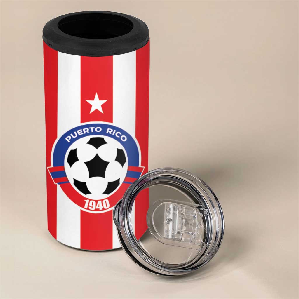 Custom Puerto Rico Football 4 in 1 Can Cooler Tumbler Go The Blue Hurricane