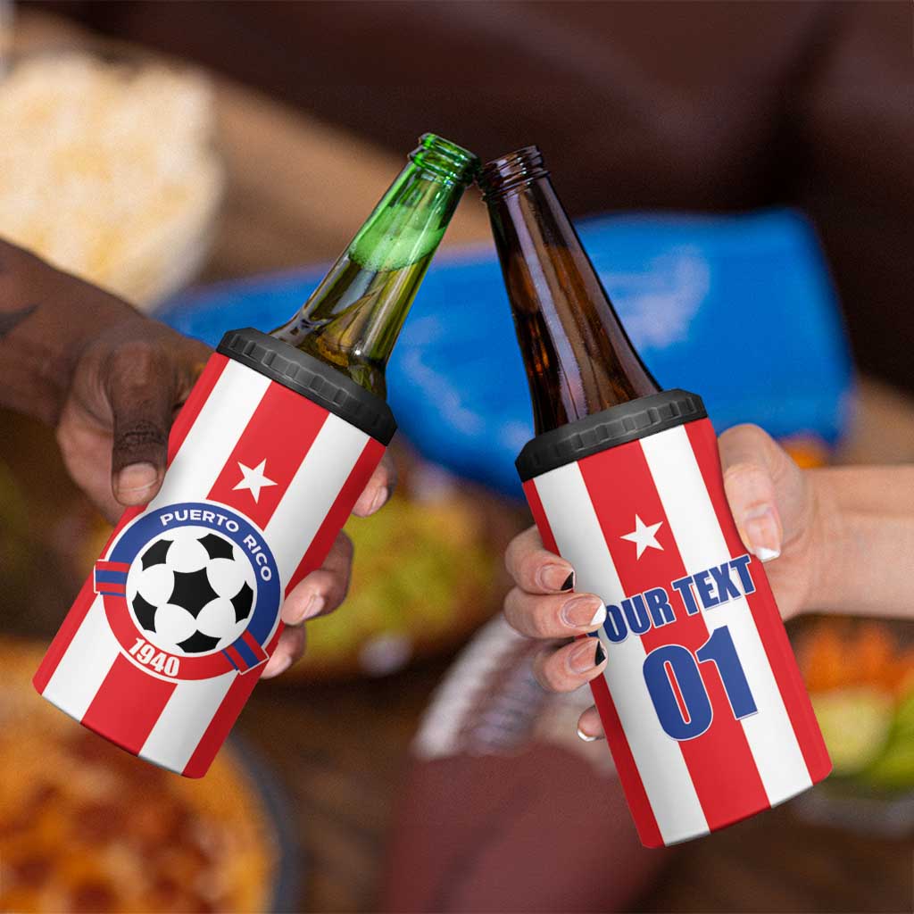 Custom Puerto Rico Football 4 in 1 Can Cooler Tumbler Go The Blue Hurricane