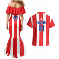 Custom Puerto Rico Football Couples Matching Mermaid Dress and Hawaiian Shirt Go The Blue Hurricane