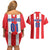 Custom Puerto Rico Football Couples Matching Off Shoulder Short Dress and Hawaiian Shirt Go The Blue Hurricane