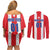 Custom Puerto Rico Football Couples Matching Off Shoulder Short Dress and Long Sleeve Button Shirt Go The Blue Hurricane