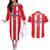 Custom Puerto Rico Football Couples Matching Off The Shoulder Long Sleeve Dress and Hawaiian Shirt Go The Blue Hurricane