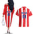 Custom Puerto Rico Football Couples Matching Off The Shoulder Long Sleeve Dress and Hawaiian Shirt Go The Blue Hurricane