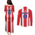 Custom Puerto Rico Football Couples Matching Puletasi and Long Sleeve Button Shirt Go The Blue Hurricane