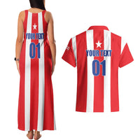 Custom Puerto Rico Football Couples Matching Tank Maxi Dress and Hawaiian Shirt Go The Blue Hurricane
