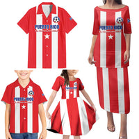 Custom Puerto Rico Football Family Matching Puletasi and Hawaiian Shirt Go The Blue Hurricane