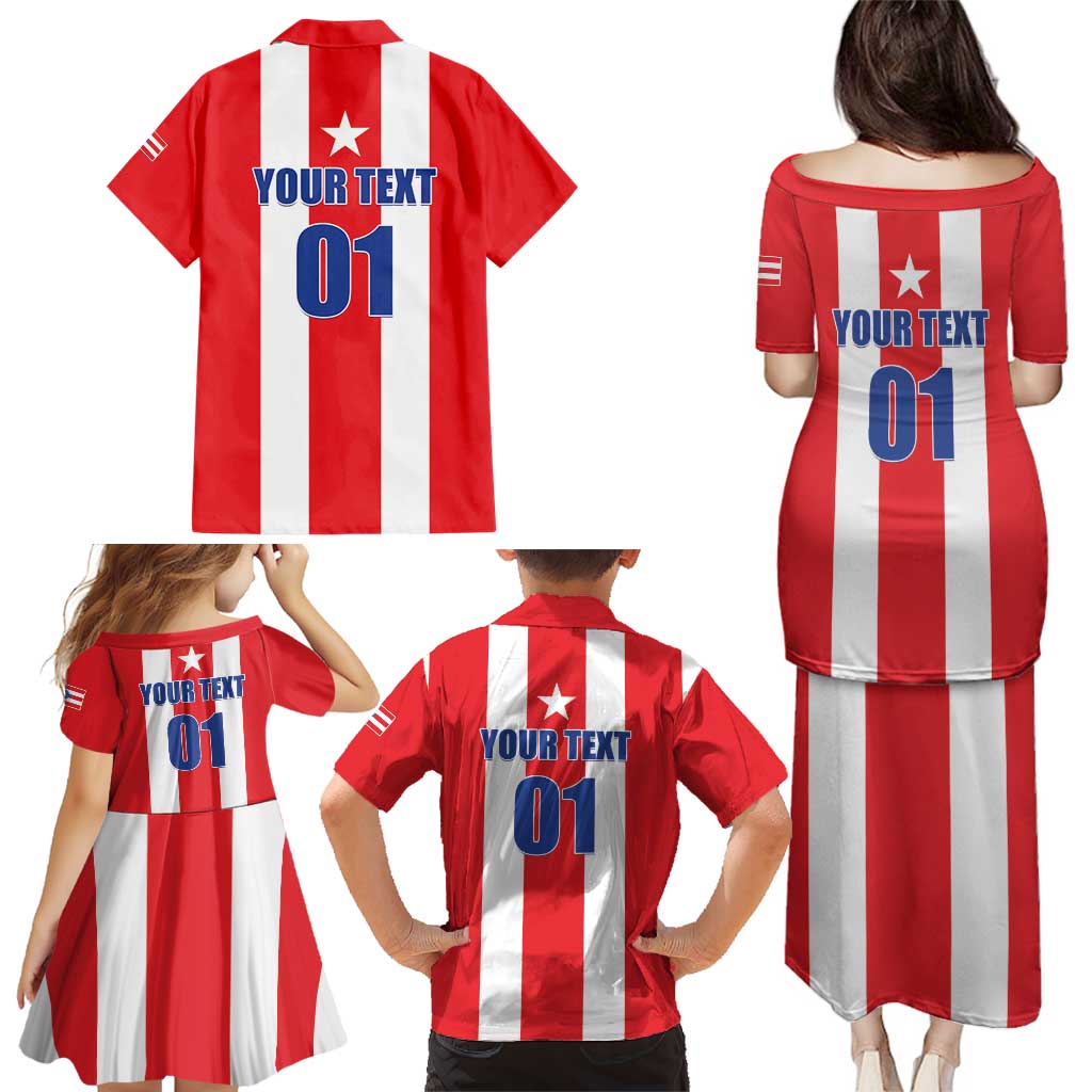 Custom Puerto Rico Football Family Matching Puletasi and Hawaiian Shirt Go The Blue Hurricane