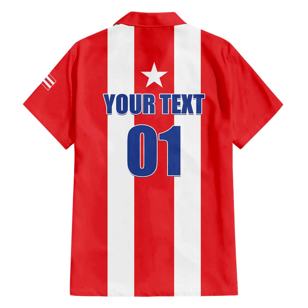 Custom Puerto Rico Football Family Matching Short Sleeve Bodycon Dress and Hawaiian Shirt Go The Blue Hurricane