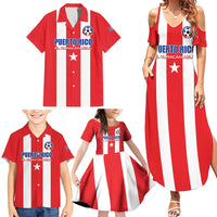 Custom Puerto Rico Football Family Matching Summer Maxi Dress and Hawaiian Shirt Go The Blue Hurricane