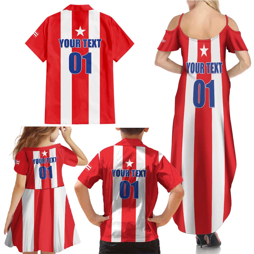 Custom Puerto Rico Football Family Matching Summer Maxi Dress and Hawaiian Shirt Go The Blue Hurricane