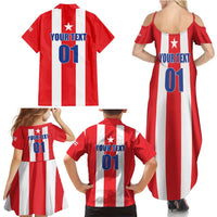Custom Puerto Rico Football Family Matching Summer Maxi Dress and Hawaiian Shirt Go The Blue Hurricane