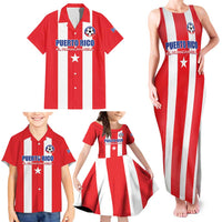 Custom Puerto Rico Football Family Matching Tank Maxi Dress and Hawaiian Shirt Go The Blue Hurricane