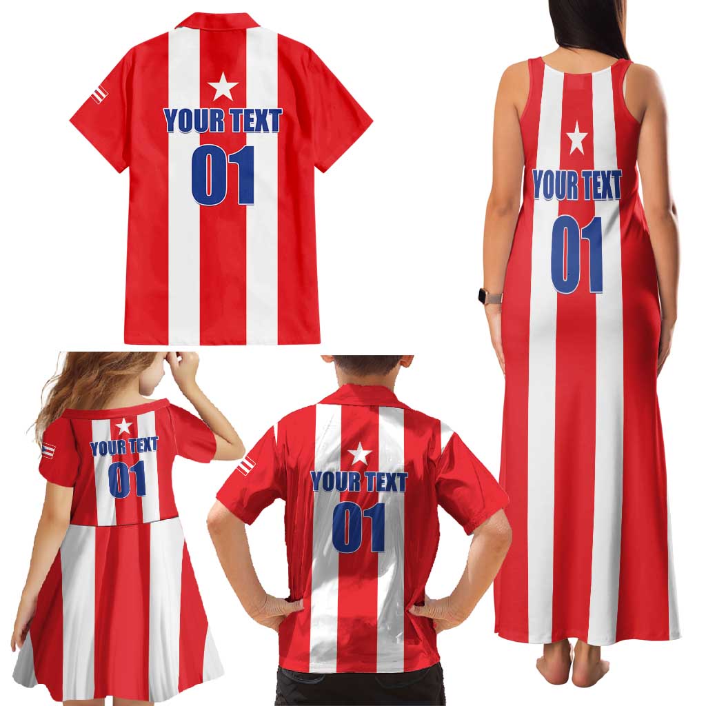Custom Puerto Rico Football Family Matching Tank Maxi Dress and Hawaiian Shirt Go The Blue Hurricane