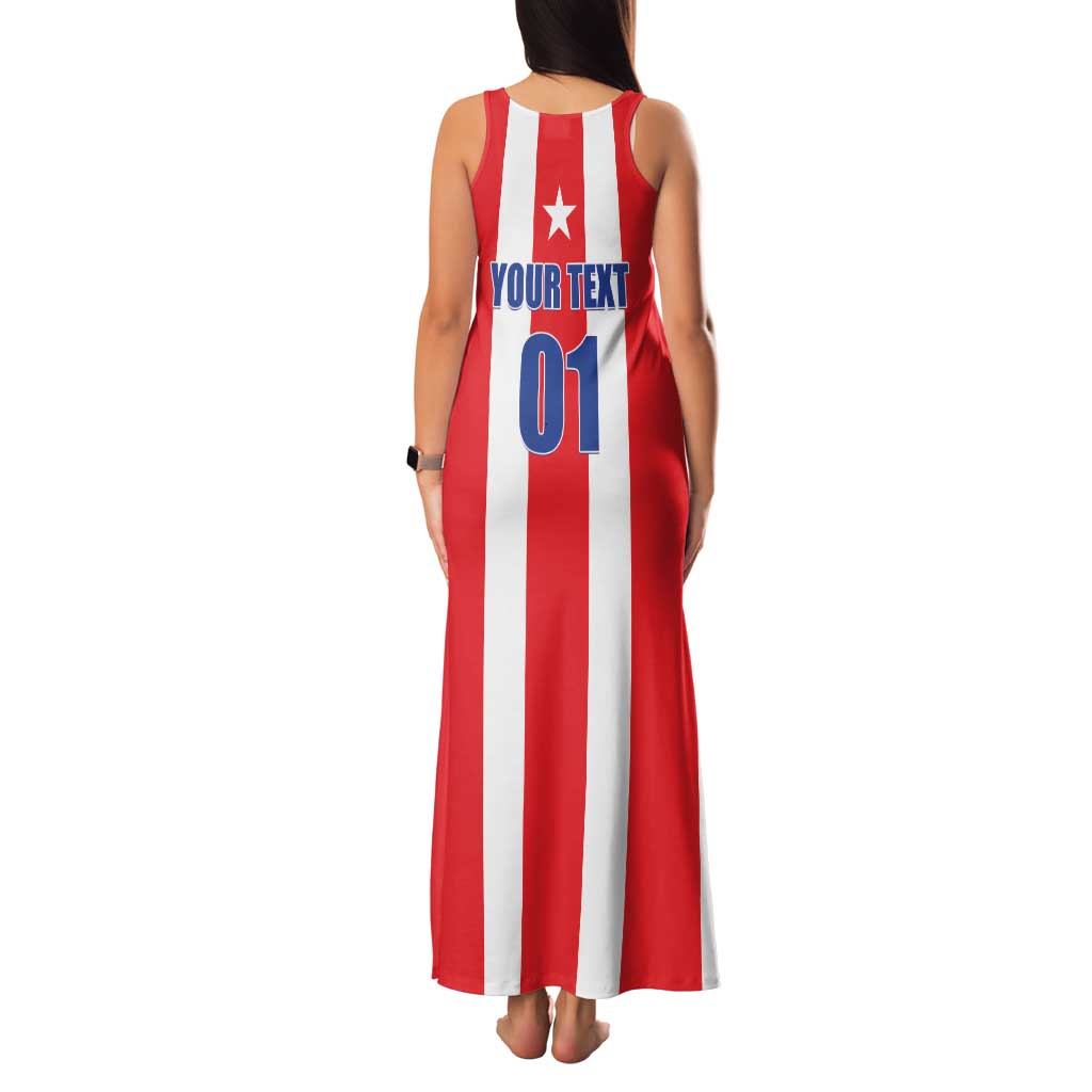 Custom Puerto Rico Football Family Matching Tank Maxi Dress and Hawaiian Shirt Go The Blue Hurricane