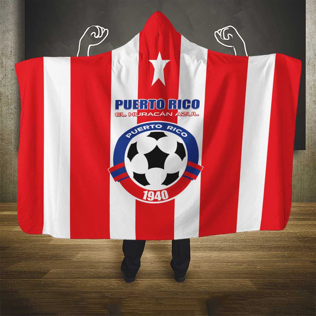 Puerto Rico Football Hooded Blanket Go The Blue Hurricane