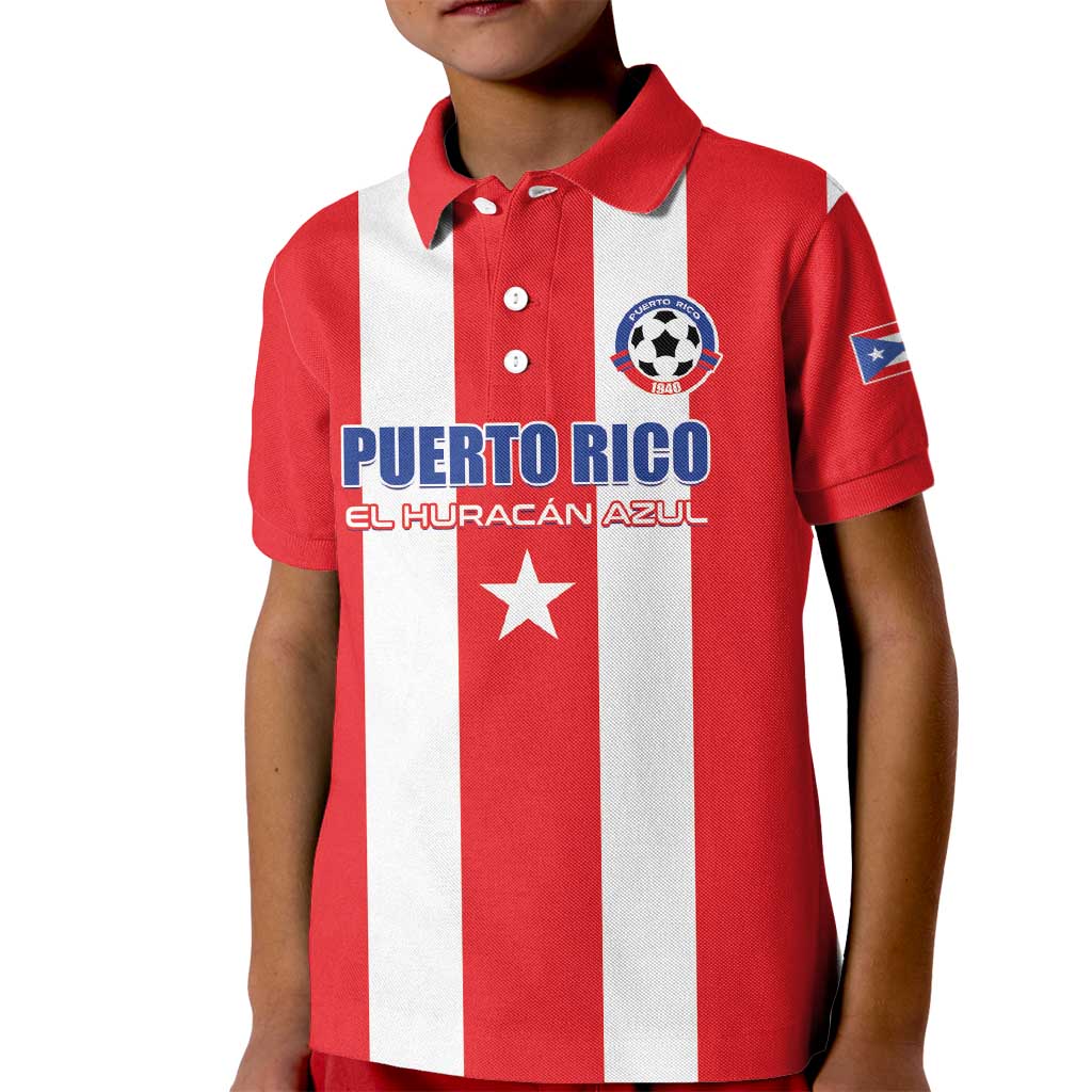 Custom Puerto Rico Football Kid Polo Shirt Go The Blue Hurricane
