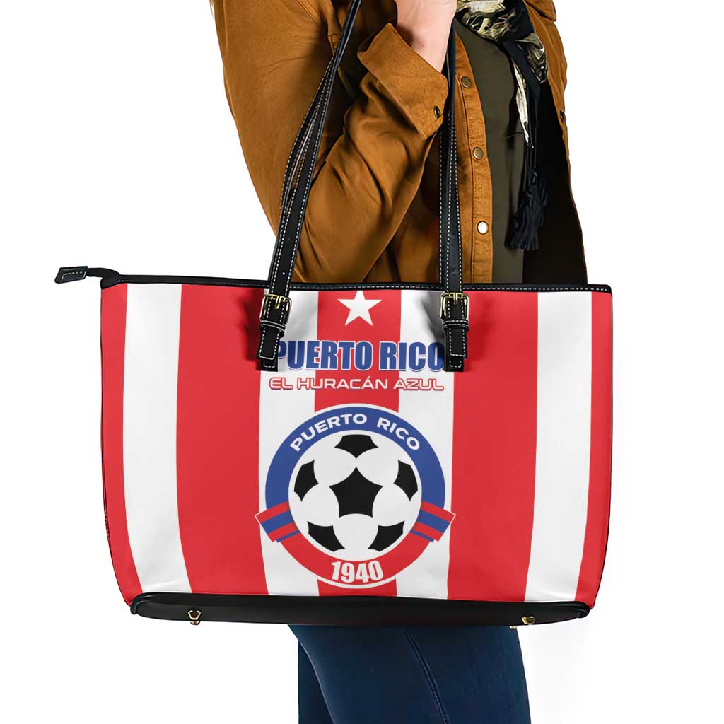 Puerto Rico Football Leather Tote Bag Go The Blue Hurricane