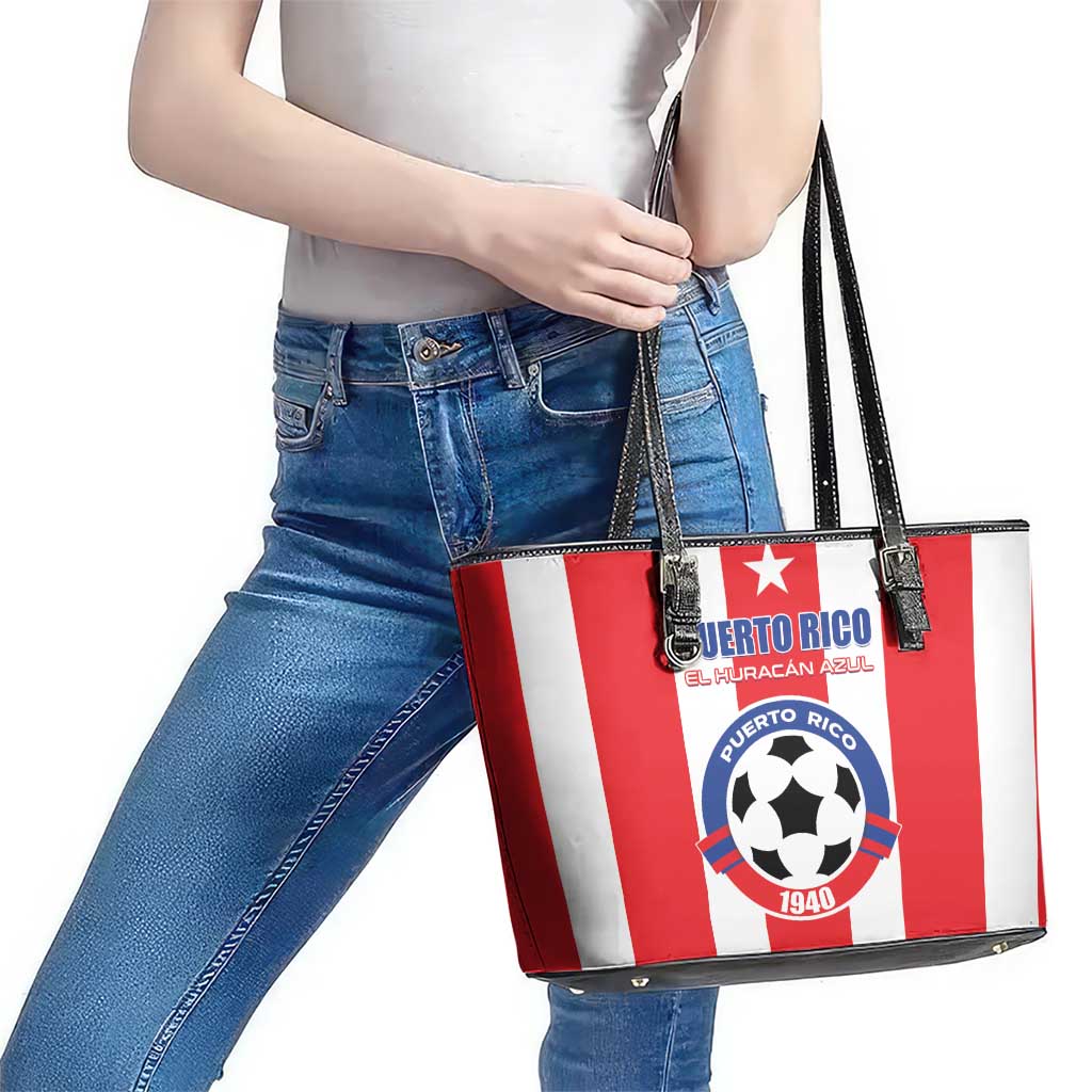 Puerto Rico Football Leather Tote Bag Go The Blue Hurricane