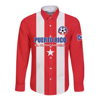 Custom Puerto Rico Football Long Sleeve Button Shirt Go The Blue Hurricane