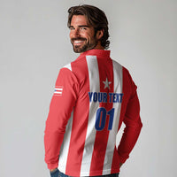 Custom Puerto Rico Football Long Sleeve Polo Shirt Go The Blue Hurricane