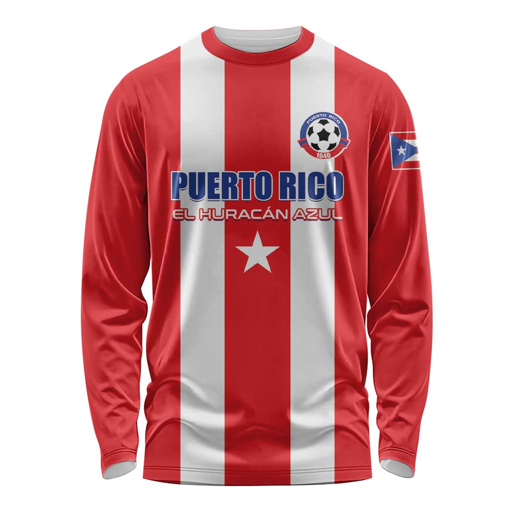 Custom Puerto Rico Football Long Sleeve Shirt Go The Blue Hurricane