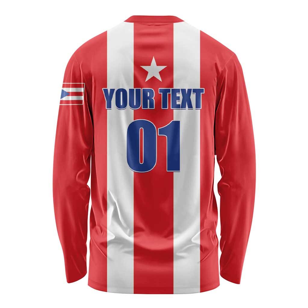 Custom Puerto Rico Football Long Sleeve Shirt Go The Blue Hurricane