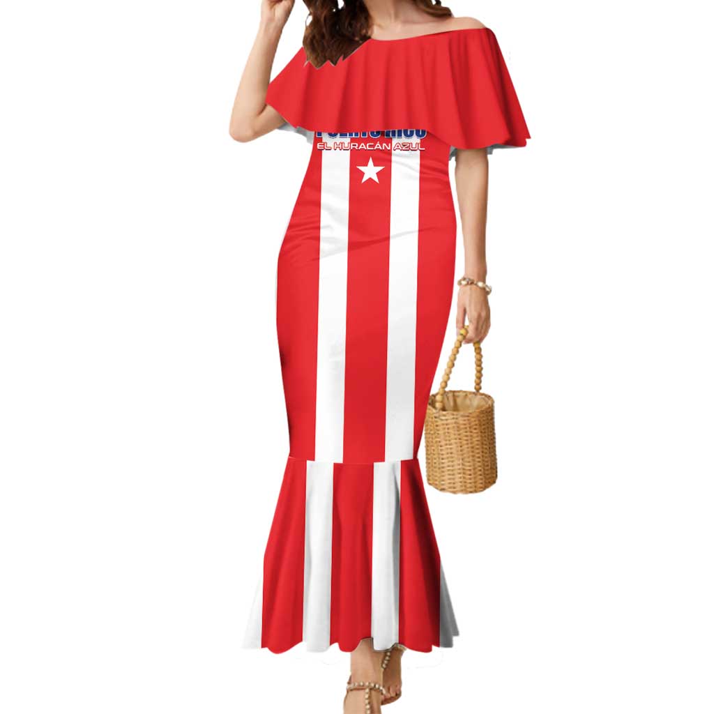 Custom Puerto Rico Football Mermaid Dress Go The Blue Hurricane