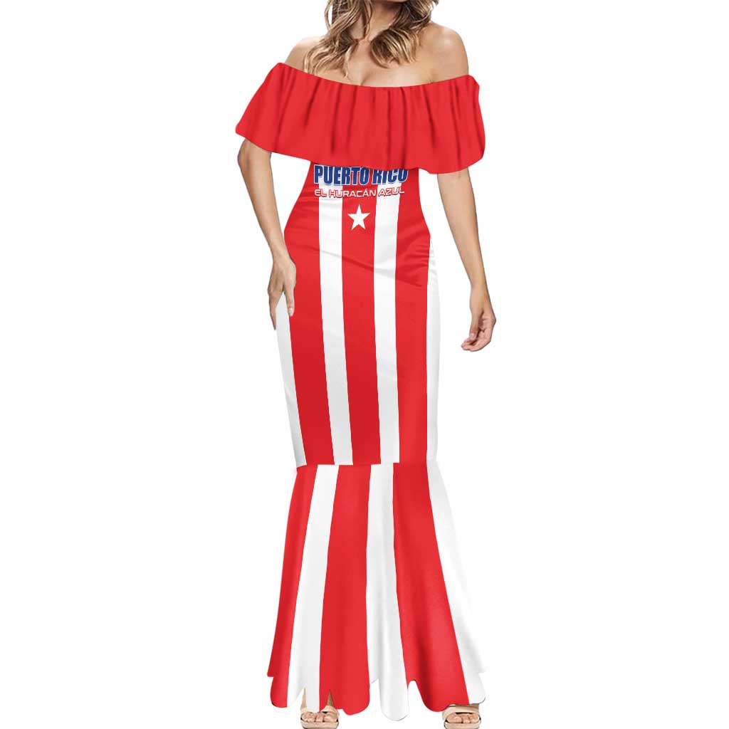 Custom Puerto Rico Football Mermaid Dress Go The Blue Hurricane