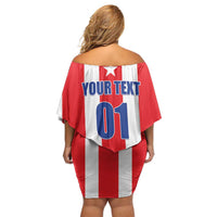 Custom Puerto Rico Football Off Shoulder Short Dress Go The Blue Hurricane
