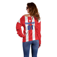 Custom Puerto Rico Football Off Shoulder Sweater Go The Blue Hurricane