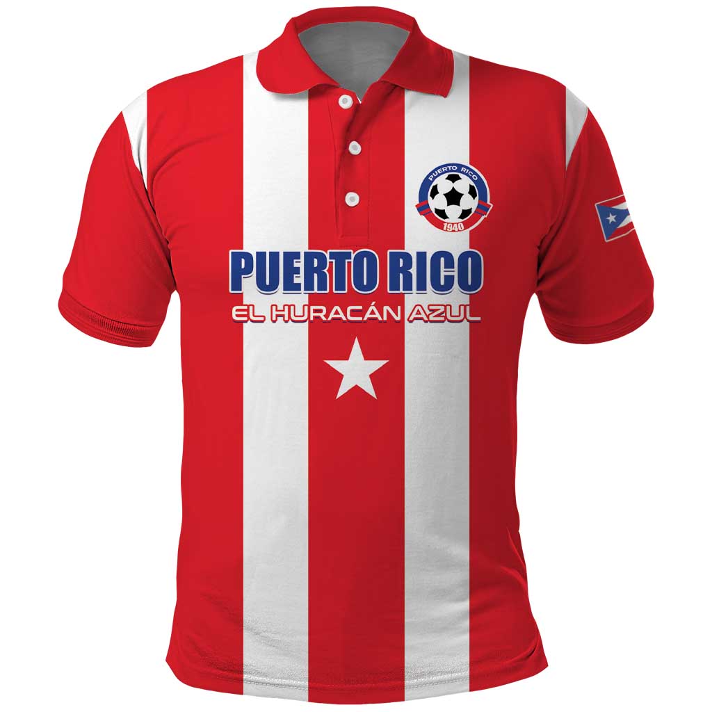 Custom Puerto Rico Football Polo Shirt Go The Blue Hurricane