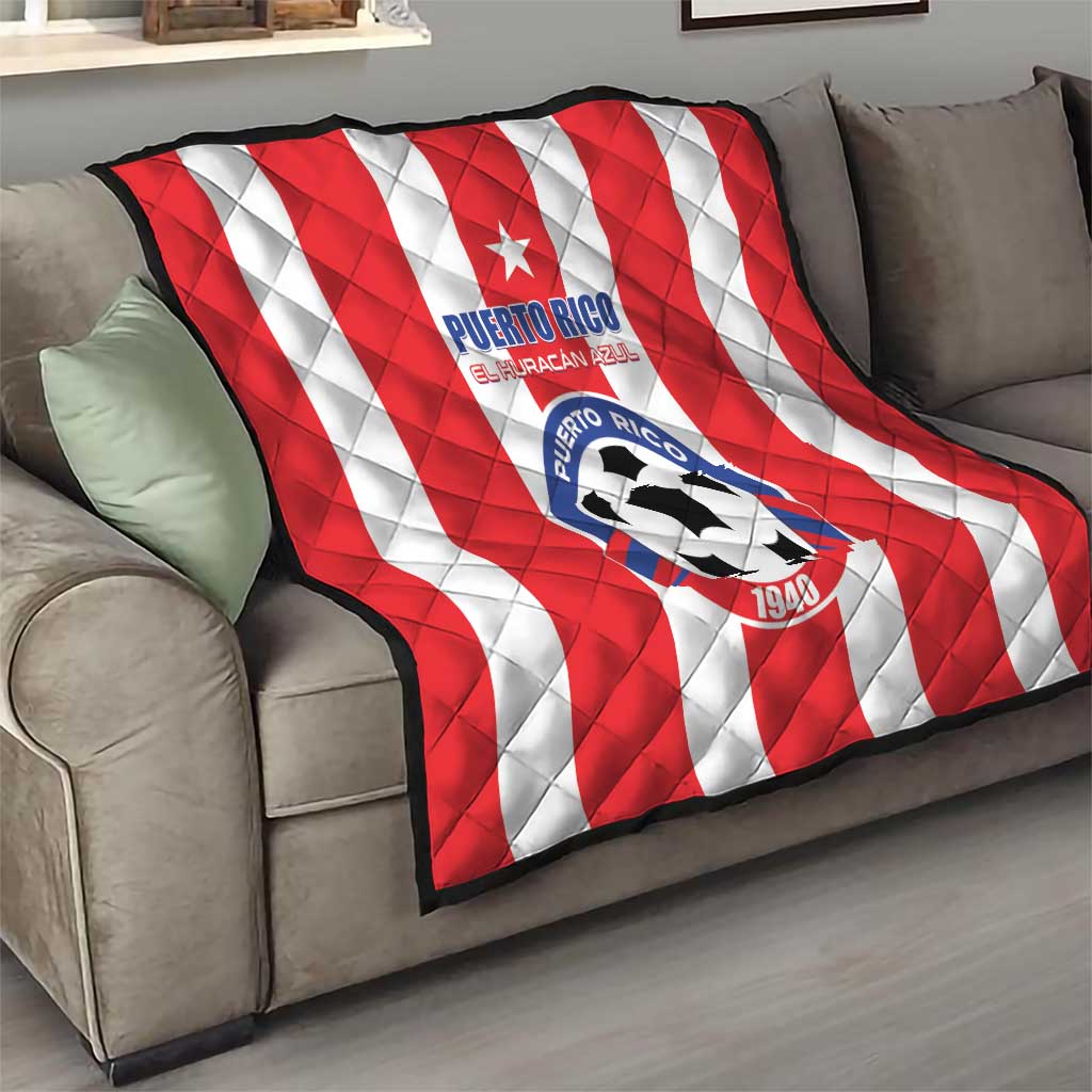 Puerto Rico Football Quilt Go The Blue Hurricane