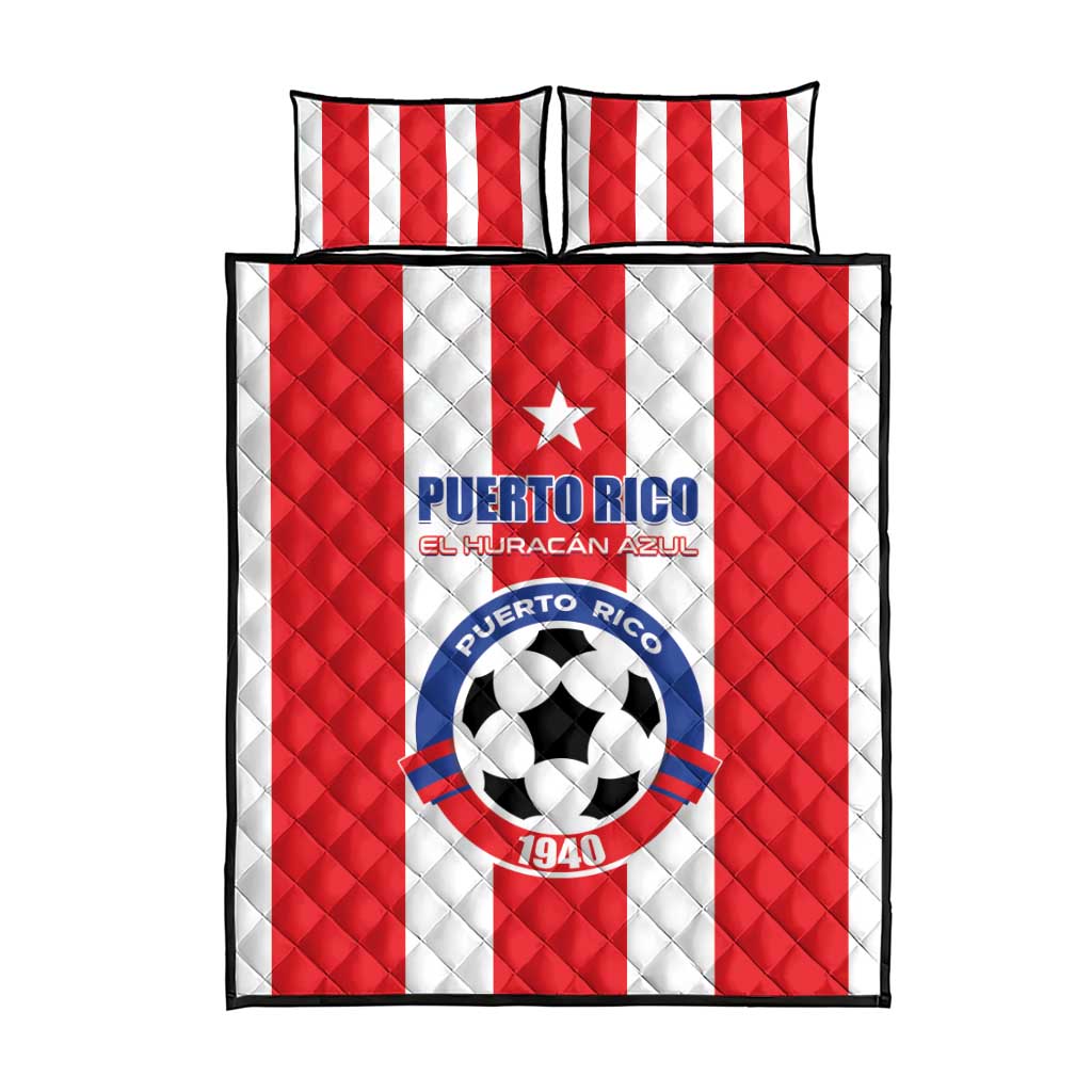 Puerto Rico Football Quilt Bed Set Go The Blue Hurricane