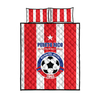 Puerto Rico Football Quilt Bed Set Go The Blue Hurricane