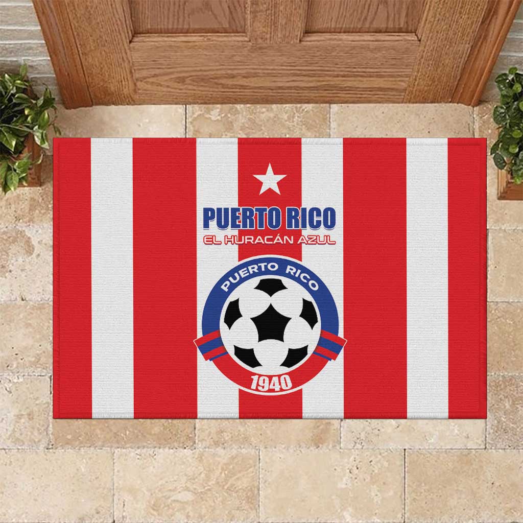Puerto Rico Football Rubber Doormat Go The Blue Hurricane